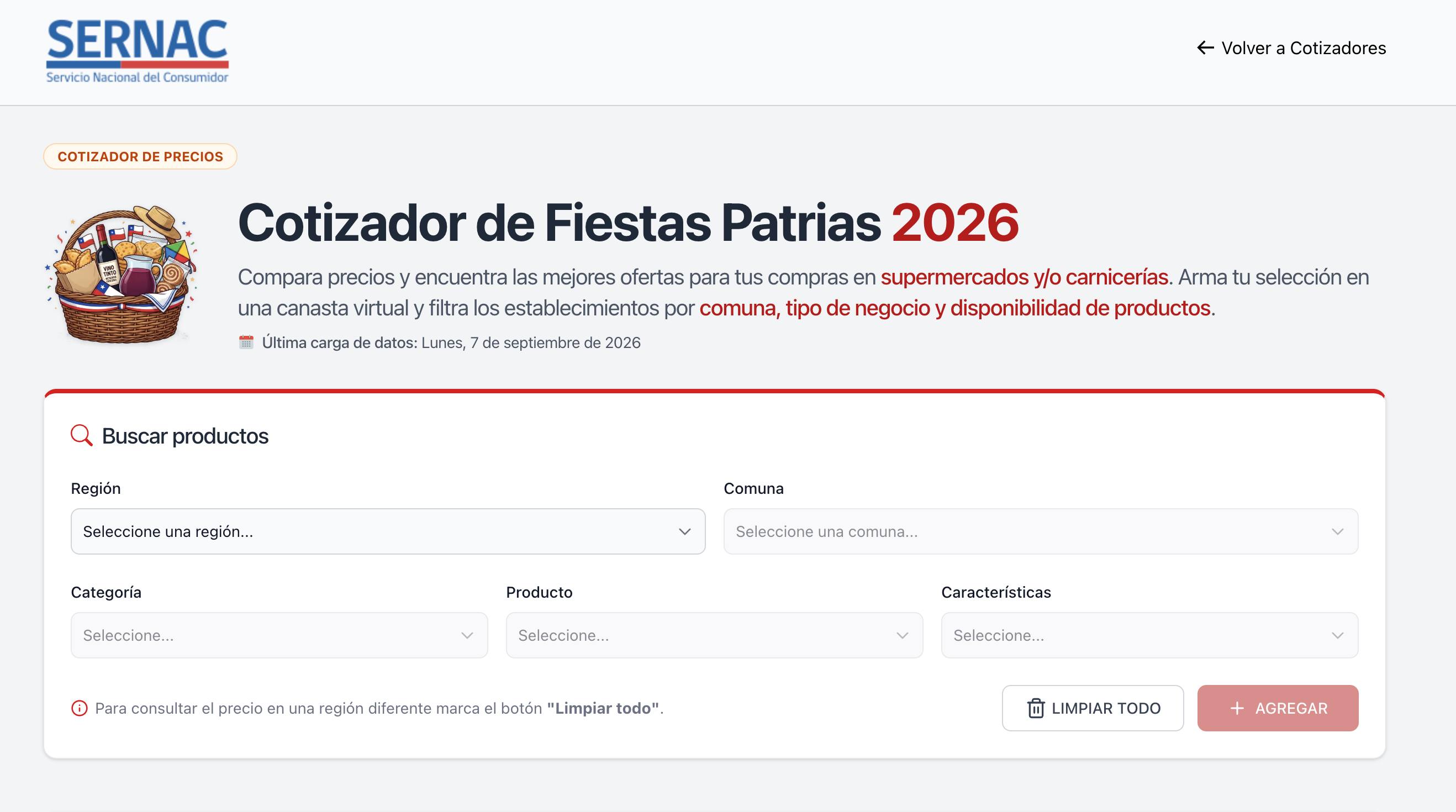 Cotizador de Fiestas Patrias 2026 - Sernac