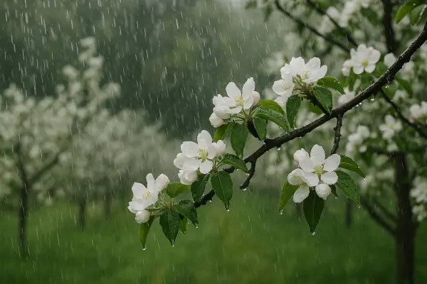 Lluvia en plena floración: lo que el clima de esta primavera puede hacerle al precio de la fruta